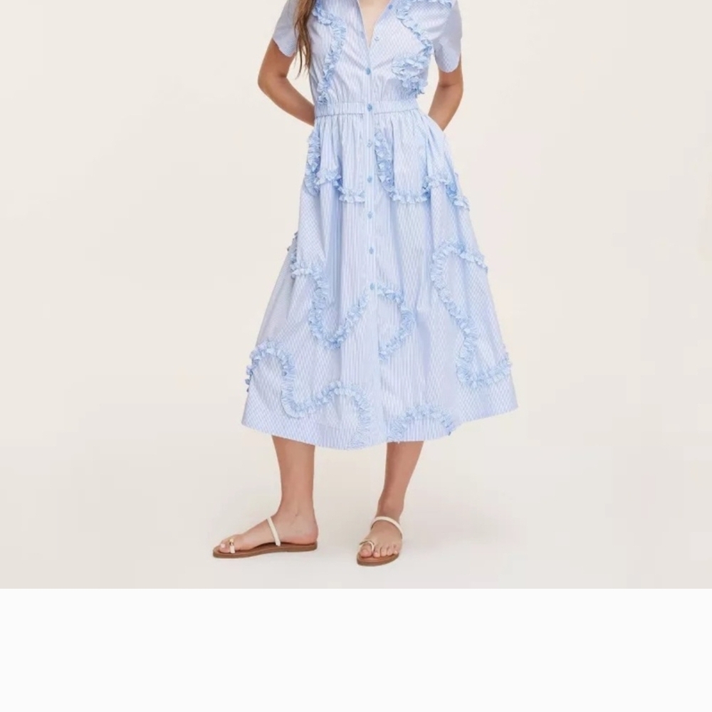 Kate Spade Blue Pleated Midi Sundress
